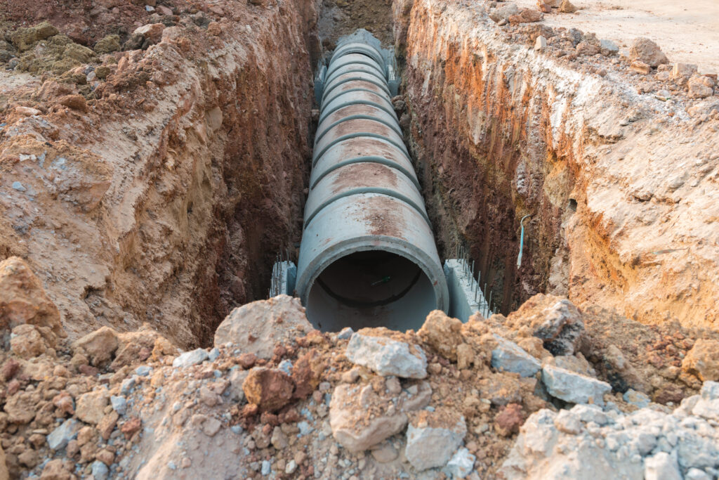 Storm sewer tubes in the ground Getty