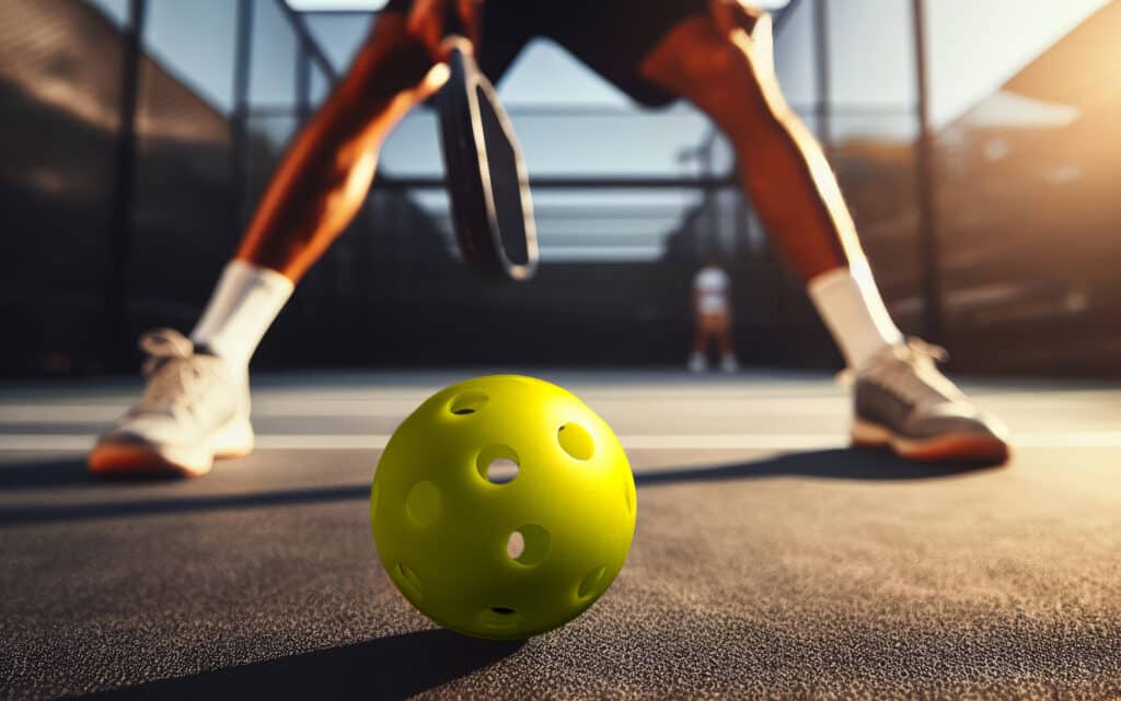 Low angle view of a pickleball game