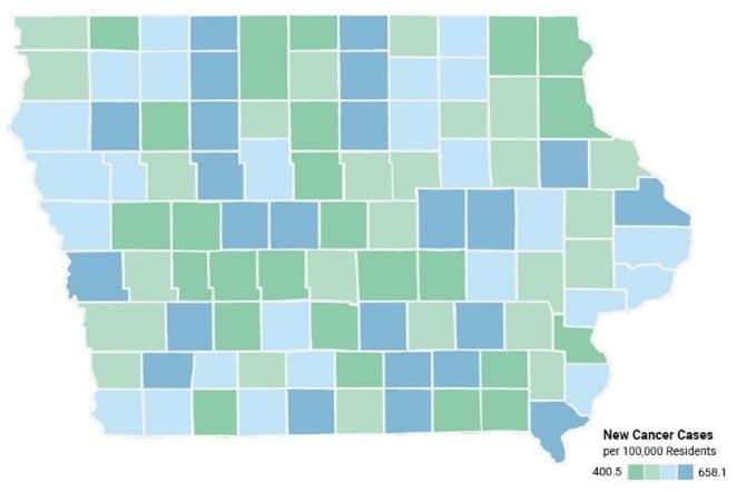 Iowa cancer map